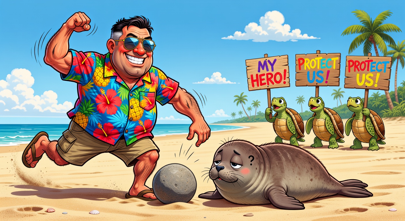Self-Appointed Turtle Vigilante Protects Hawaii by Hurling Rocks at Critically Endangered Monk Seal